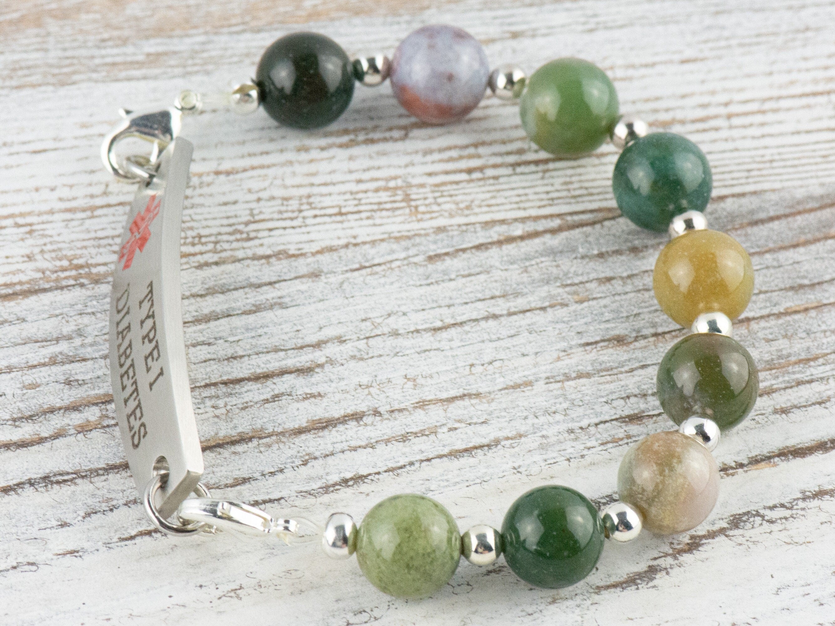 Fancy Jasper Interchangeable Stretch Beaded Watch Band • Medical ID Bracelet • Single Strand • Handmade Gemstone Jewelry