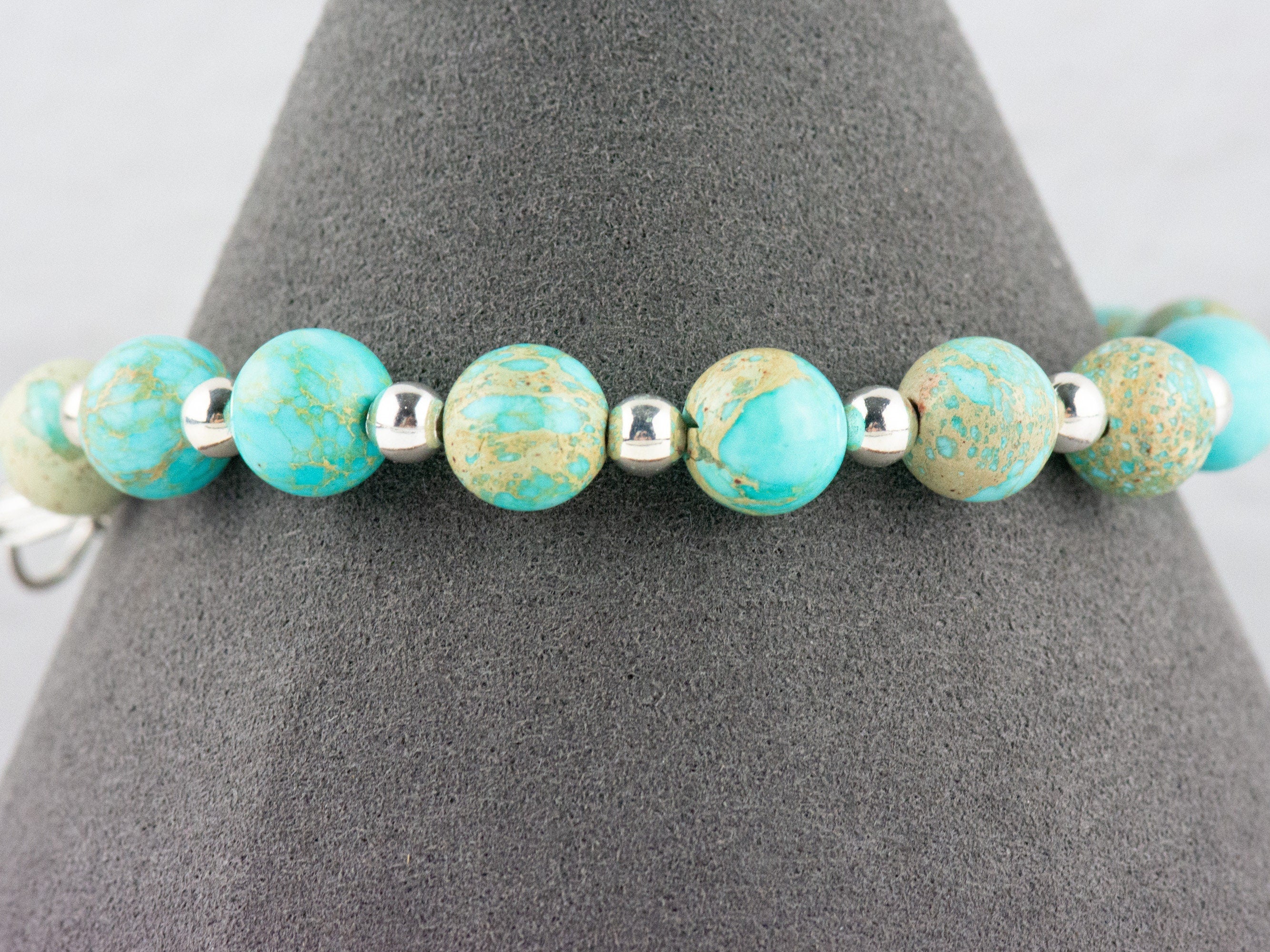 Blue Imperial Jasper Interchangeable Stretch Beaded Watch Band • Medical ID Bracelet • Single Strand • Handmade Jewelry