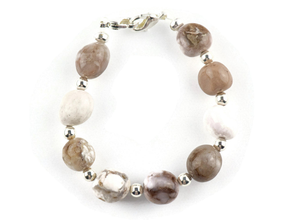 Agate Nugget Interchangeable Stretch Beaded Watch Band • Medical ID Bracelet • Single Strand • Handmade Gemstone Jewelry