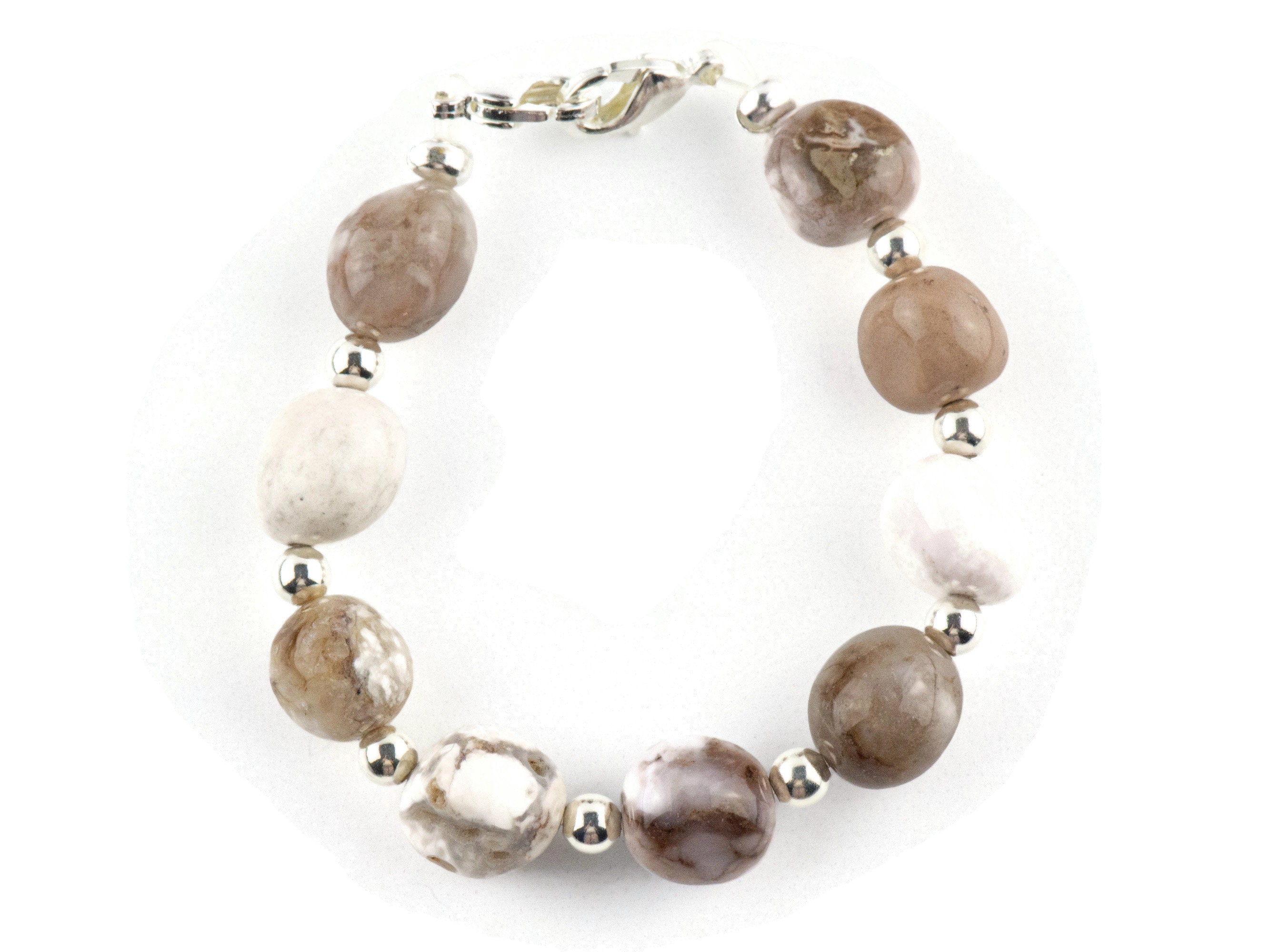 Agate Nugget Interchangeable Stretch Beaded Watch Band • Medical ID Bracelet • Single Strand • Handmade Gemstone Jewelry