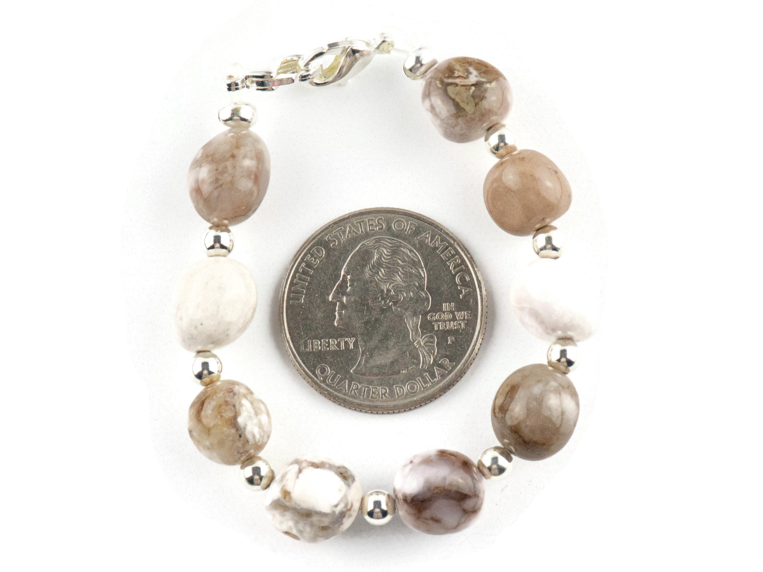Agate Nugget Interchangeable Stretch Beaded Watch Band • Medical ID Bracelet • Single Strand • Handmade Gemstone Jewelry