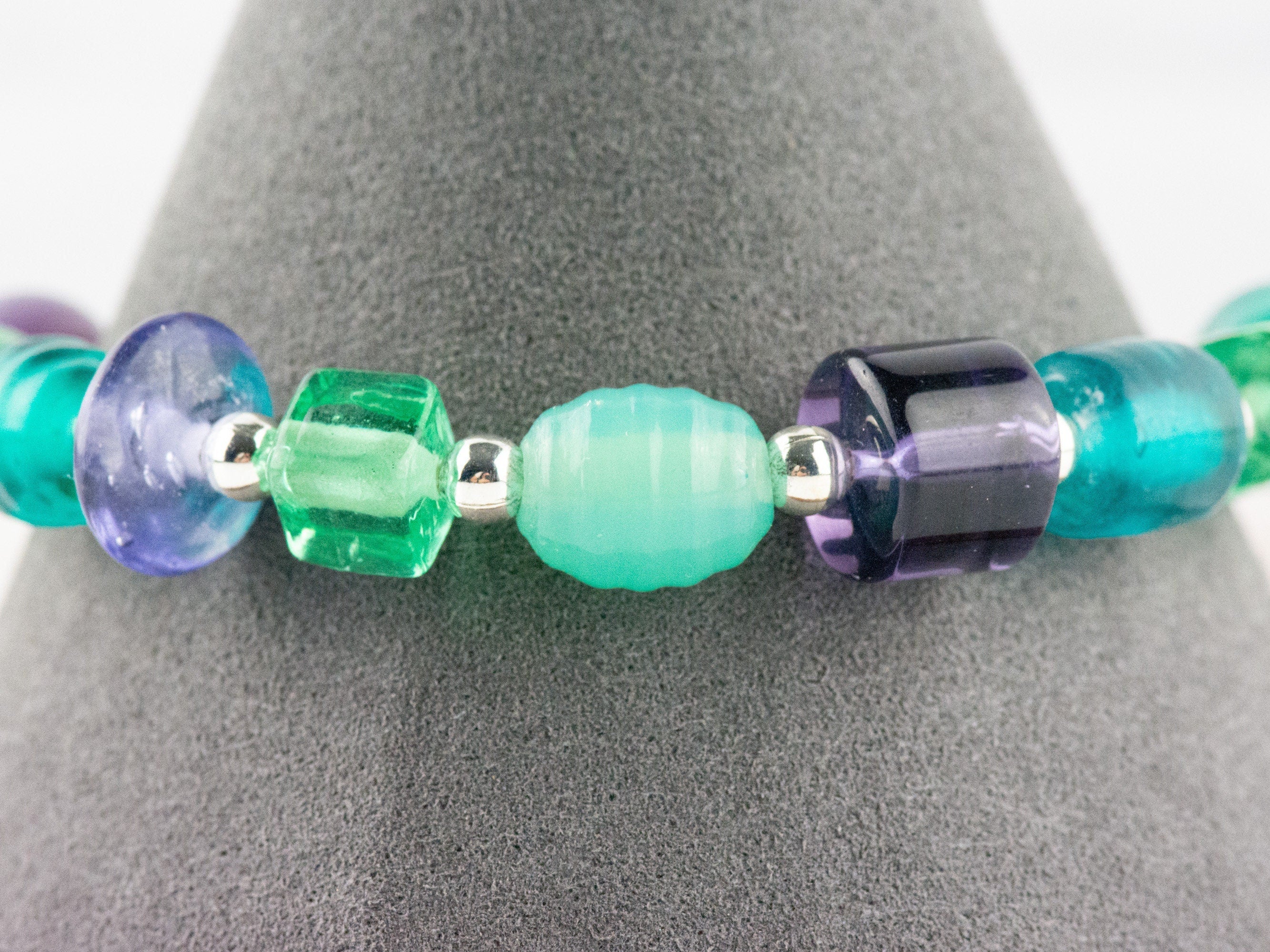 Blue and Purple Mix Interchangeable Stretch Beaded Watch Band • Medical ID Bracelet • Single Strand • Handmade Jewelry