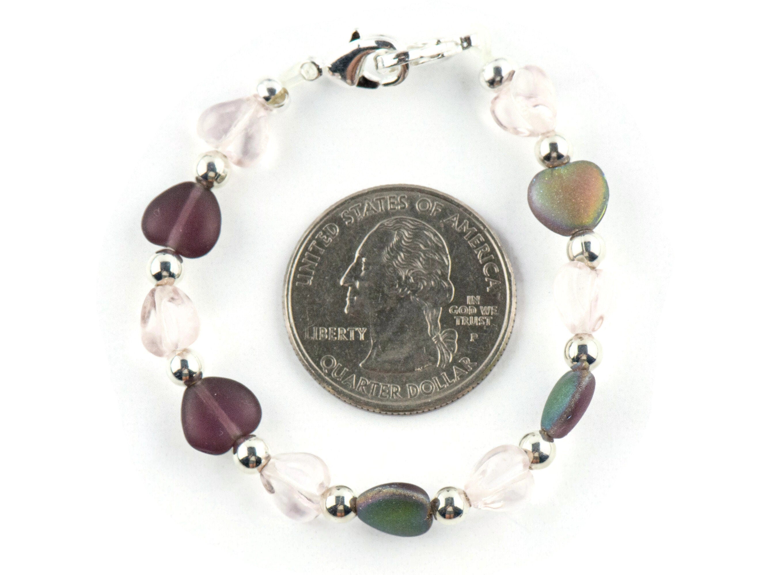 Purple Heart Mix Interchangeable Stretch Beaded Watch Band • Medical ID Bracelet • Single Strand • Handmade Jewelry