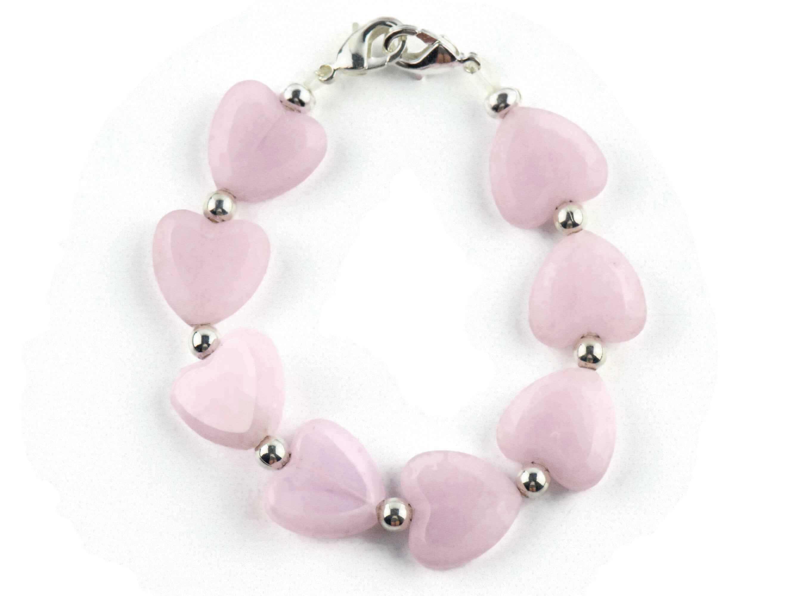Pink Hearts Interchangeable Stretch Beaded Watch Band • Medical ID Bracelet • Single Strand • Handmade Jewelry