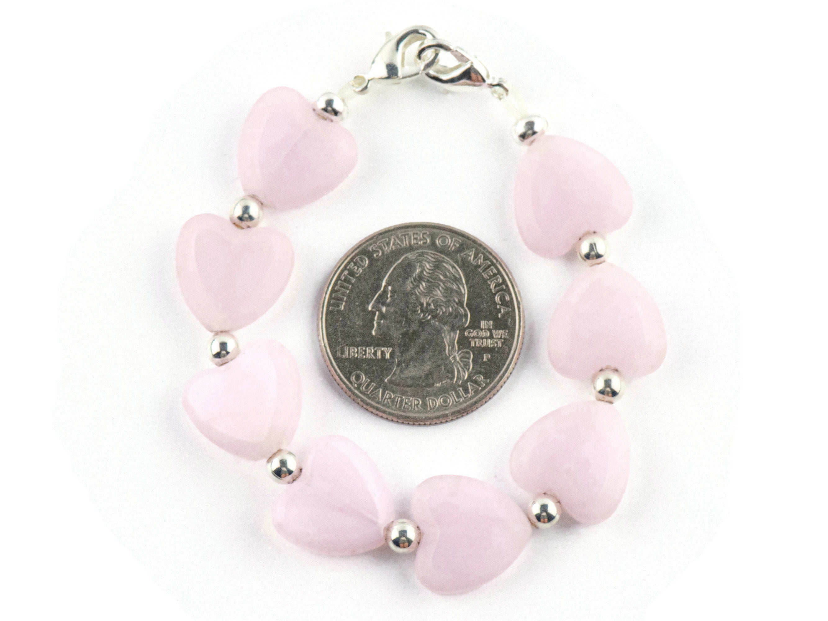 Pink Hearts Interchangeable Stretch Beaded Watch Band • Medical ID Bracelet • Single Strand • Handmade Jewelry