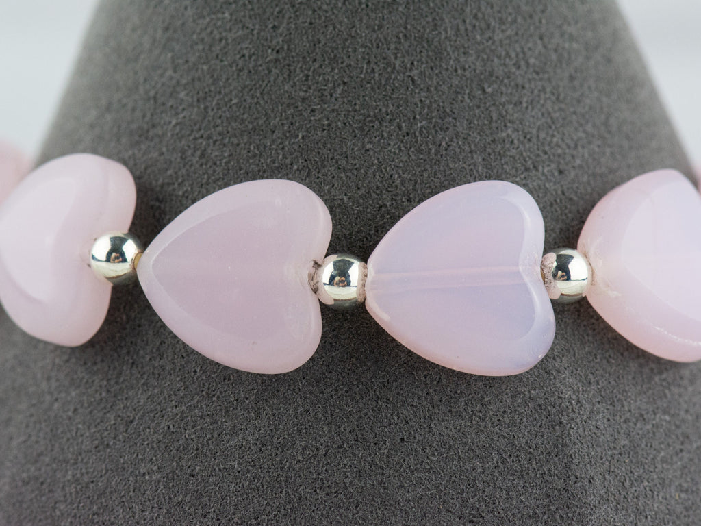 Pink Hearts Interchangeable Stretch Beaded Watch Band • Medical ID Bracelet • Single Strand • Handmade Jewelry