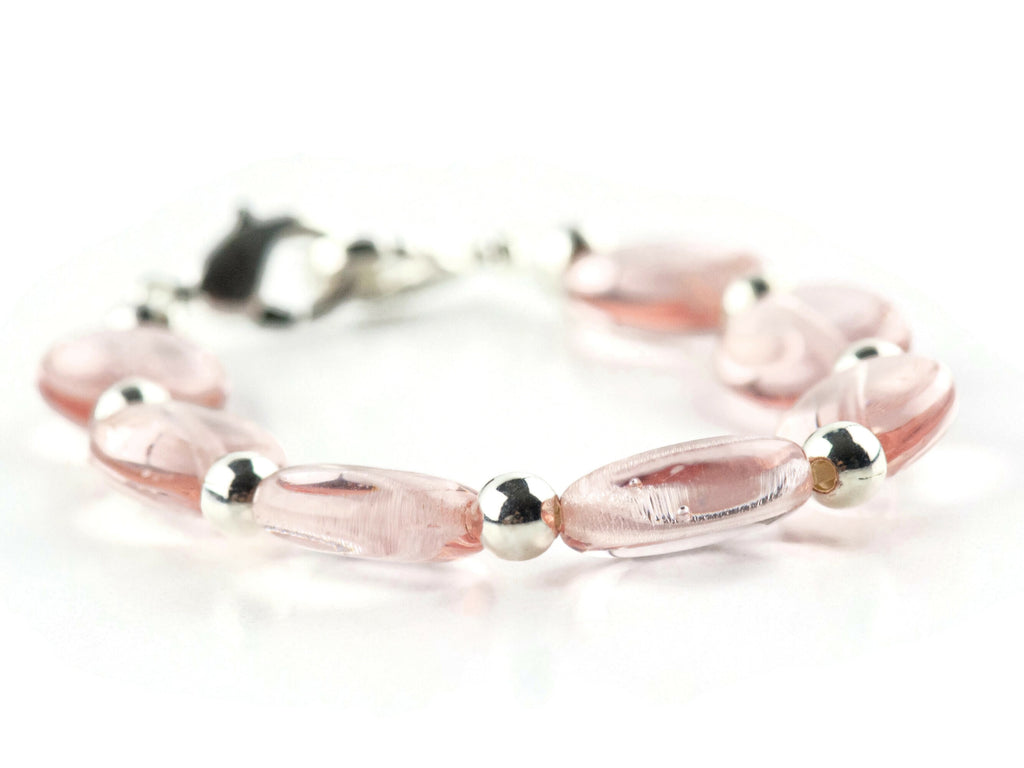 Pink Rose Interchangeable Stretch Beaded Watch Band • Medical ID Bracelet • Single Strand • Handmade Jewelry