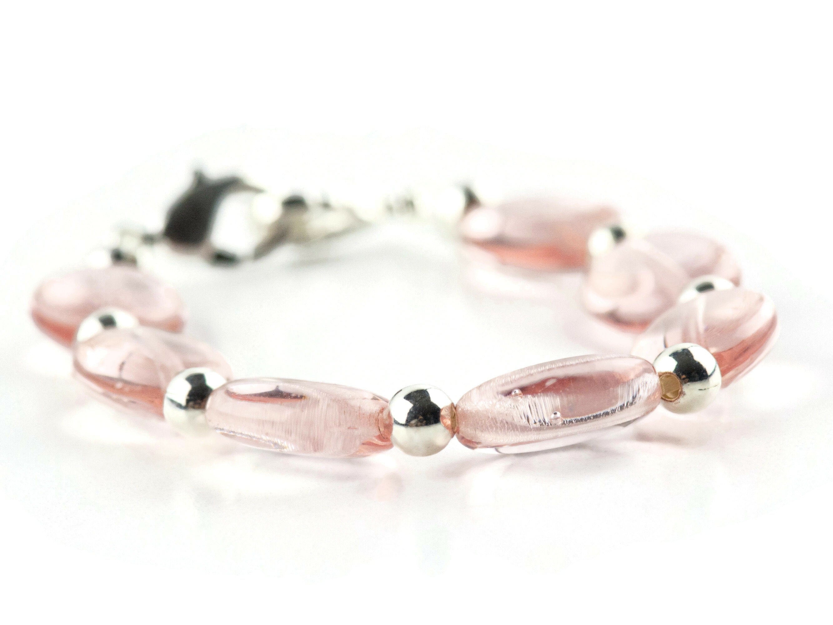 Pink Rose Interchangeable Stretch Beaded Watch Band • Medical ID Bracelet • Single Strand • Handmade Jewelry