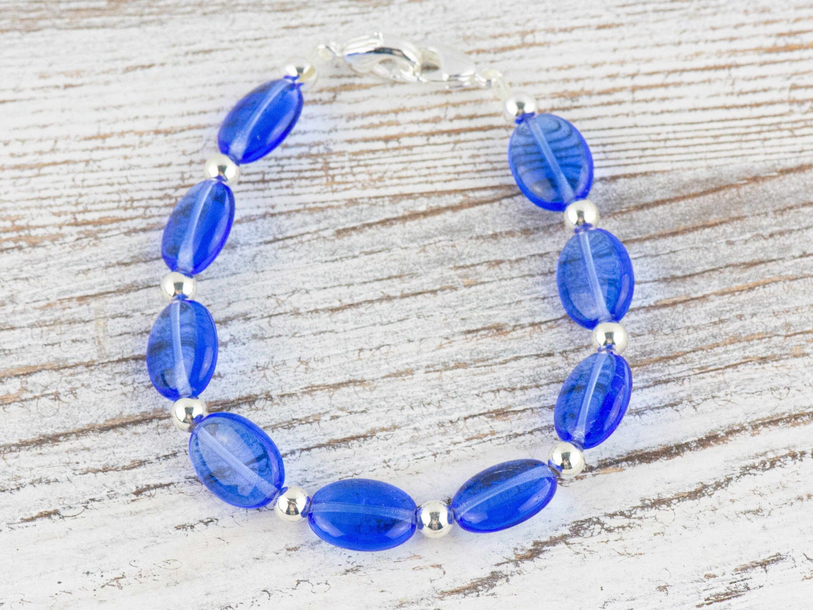 Scrumptious Sapphire Interchangeable Stretch Beaded Watch Band • Medical ID Bracelet • Single Strand • Handmade Jewelry