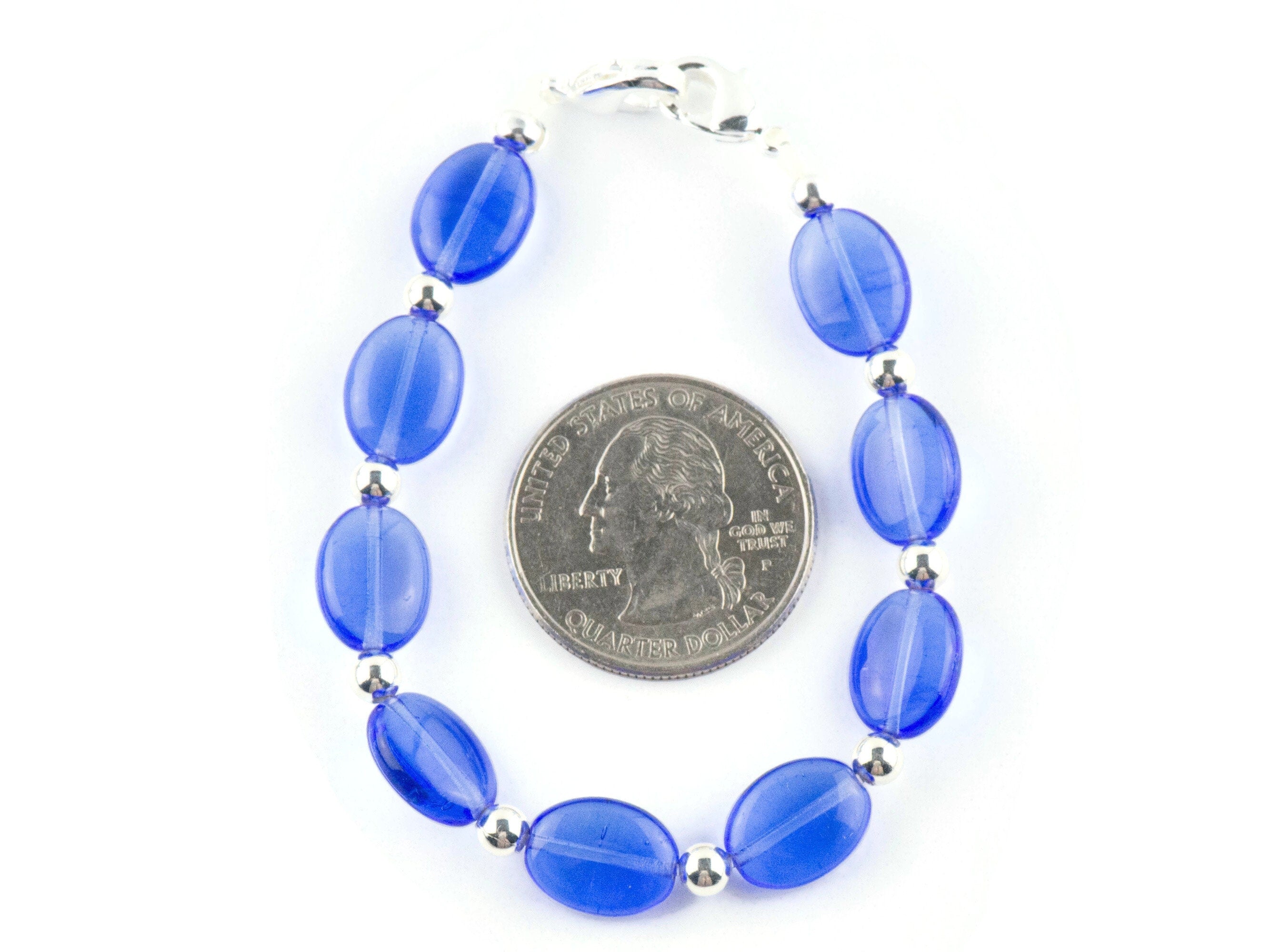 Scrumptious Sapphire Interchangeable Stretch Beaded Watch Band • Medical ID Bracelet • Single Strand • Handmade Jewelry
