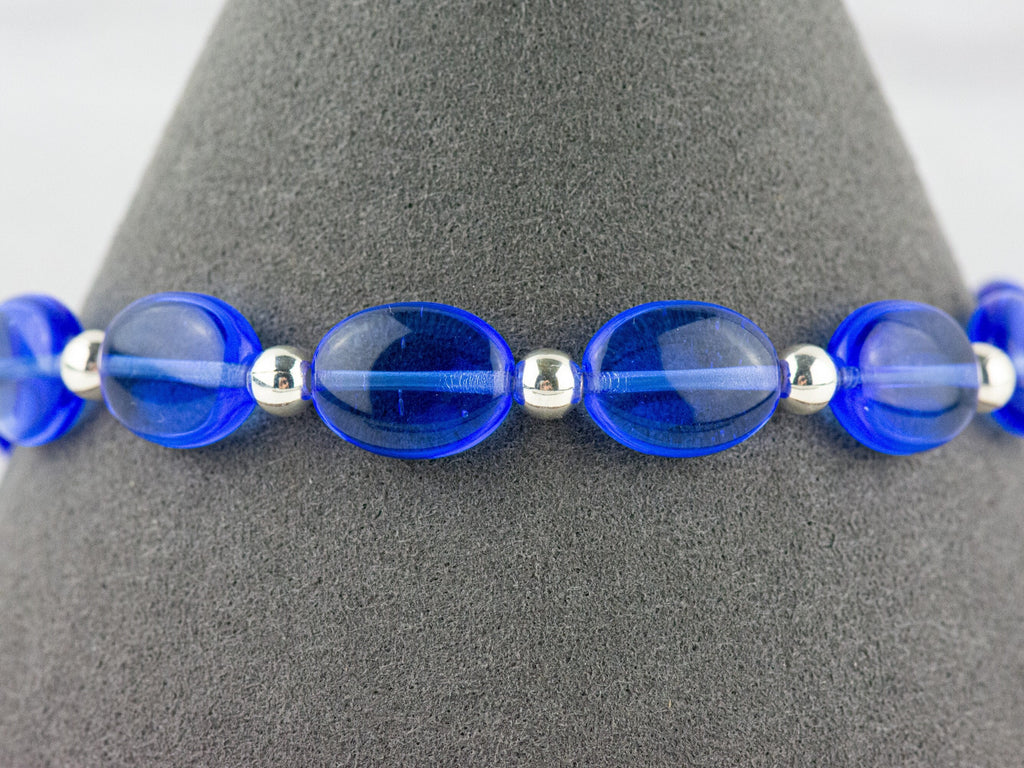 Scrumptious Sapphire Interchangeable Stretch Beaded Watch Band • Medical ID Bracelet • Single Strand • Handmade Jewelry