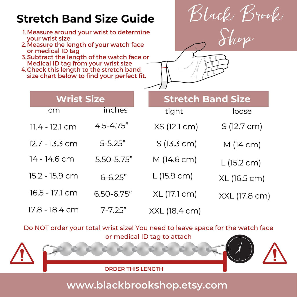 Deep Garnet Red Interchangeable Stretch Beaded Watch Band • Medical ID Bracelet • Single Strand • Handmade Jewelry