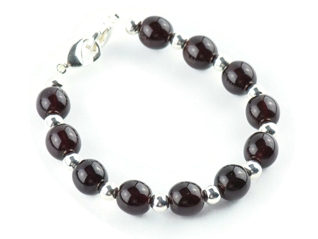 Deep Garnet Red Interchangeable Stretch Beaded Watch Band • Medical ID Bracelet • Single Strand • Handmade Jewelry