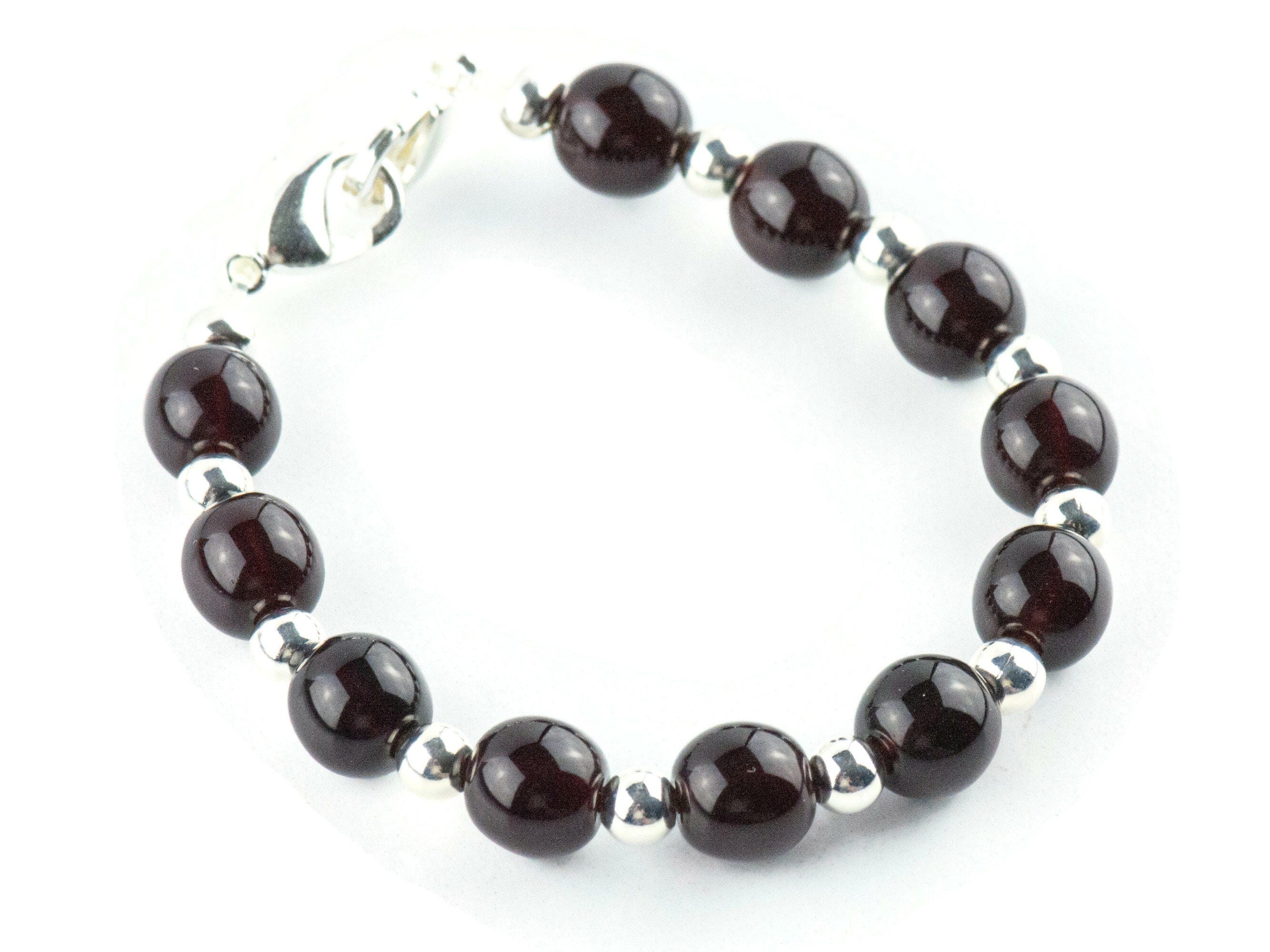 Deep Garnet Red Interchangeable Stretch Beaded Watch Band • Medical ID Bracelet • Single Strand • Handmade Jewelry