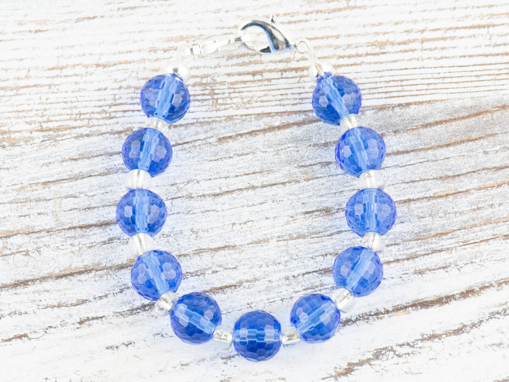 Sapphire Sparkle Interchangeable Stretch Beaded Watch Band • Medical ID Bracelet • Single Strand • Handmade Jewelry