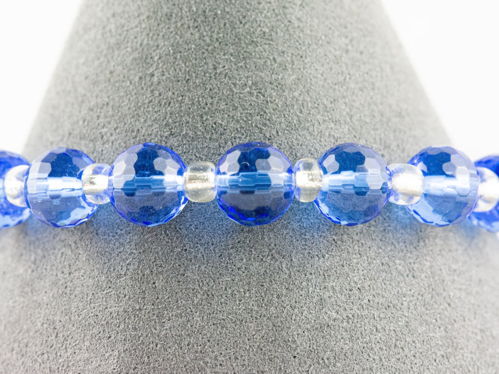 Sapphire Sparkle Interchangeable Stretch Beaded Watch Band • Medical ID Bracelet • Single Strand • Handmade Jewelry
