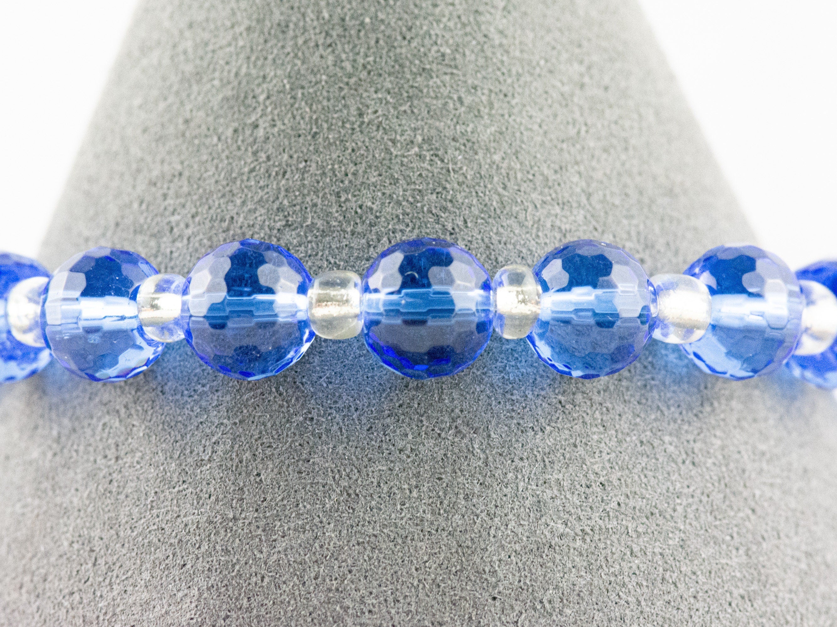 Sapphire Sparkle Interchangeable Stretch Beaded Watch Band • Medical ID Bracelet • Single Strand • Handmade Jewelry