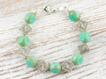 Aqua Czech Glass and Diamonds Interchangeable Stretch Beaded Watch Band • Medical ID Bracelet • Single Strand • Handmade Jewelry
