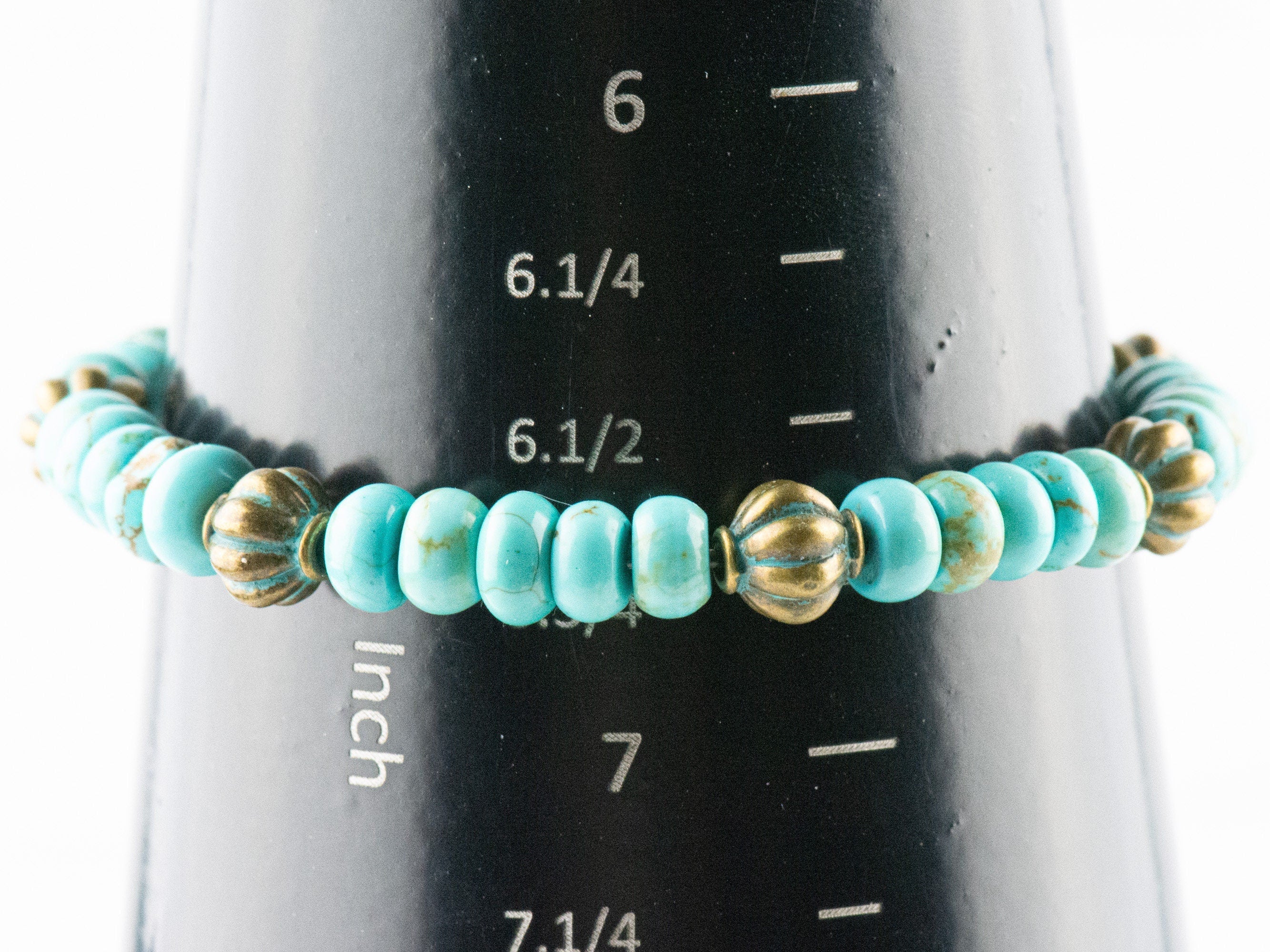 Howlite Turquoise Rondelle Beaded Stretch Bracelet / Boho Bracelet / Handmade Jewelry / Something Blue