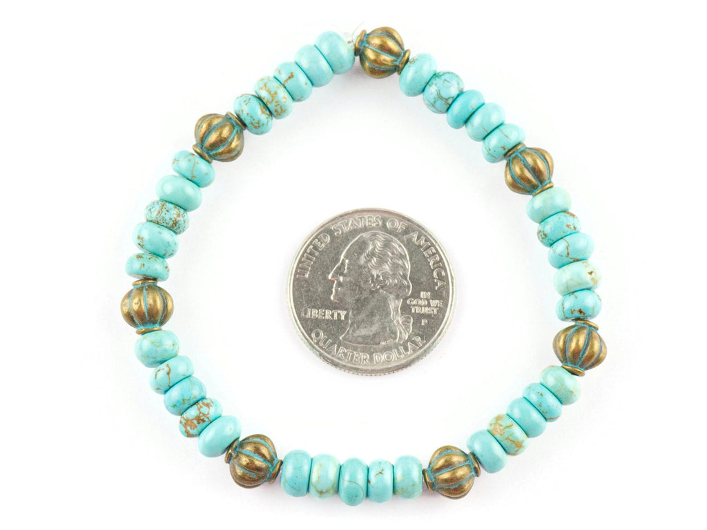 Howlite Turquoise Rondelle Beaded Stretch Bracelet / Boho Bracelet / Handmade Jewelry / Something Blue