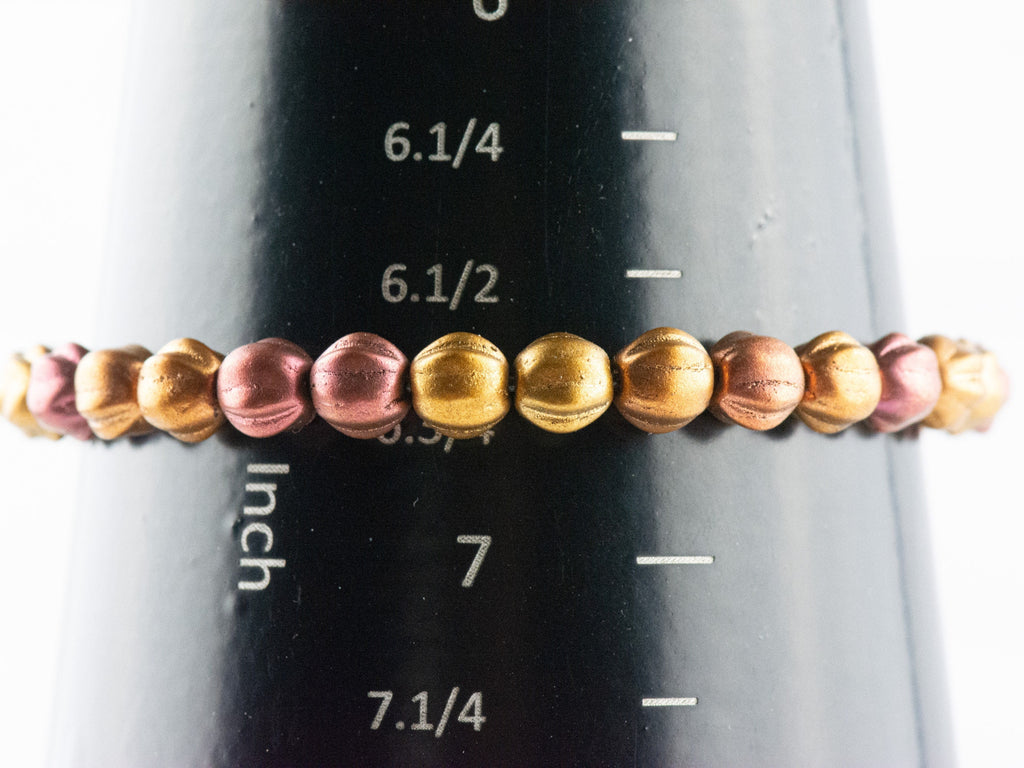 Autumn Copper Czech Glass Beaded Stretch Bracelet • Fall Jewelry • Simple Stackable Bracelet