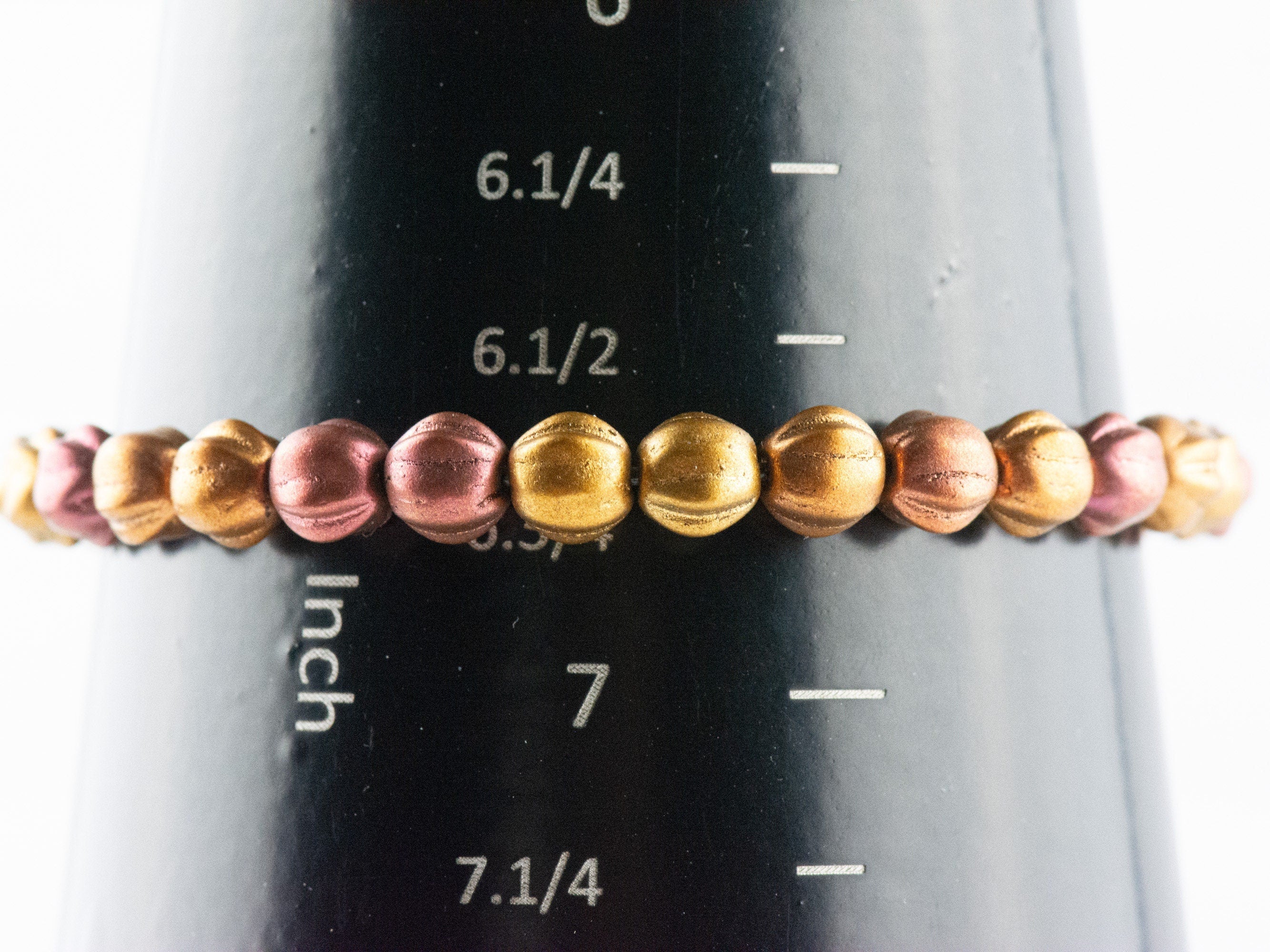 Autumn Copper Czech Glass Beaded Stretch Bracelet • Fall Jewelry • Simple Stackable Bracelet