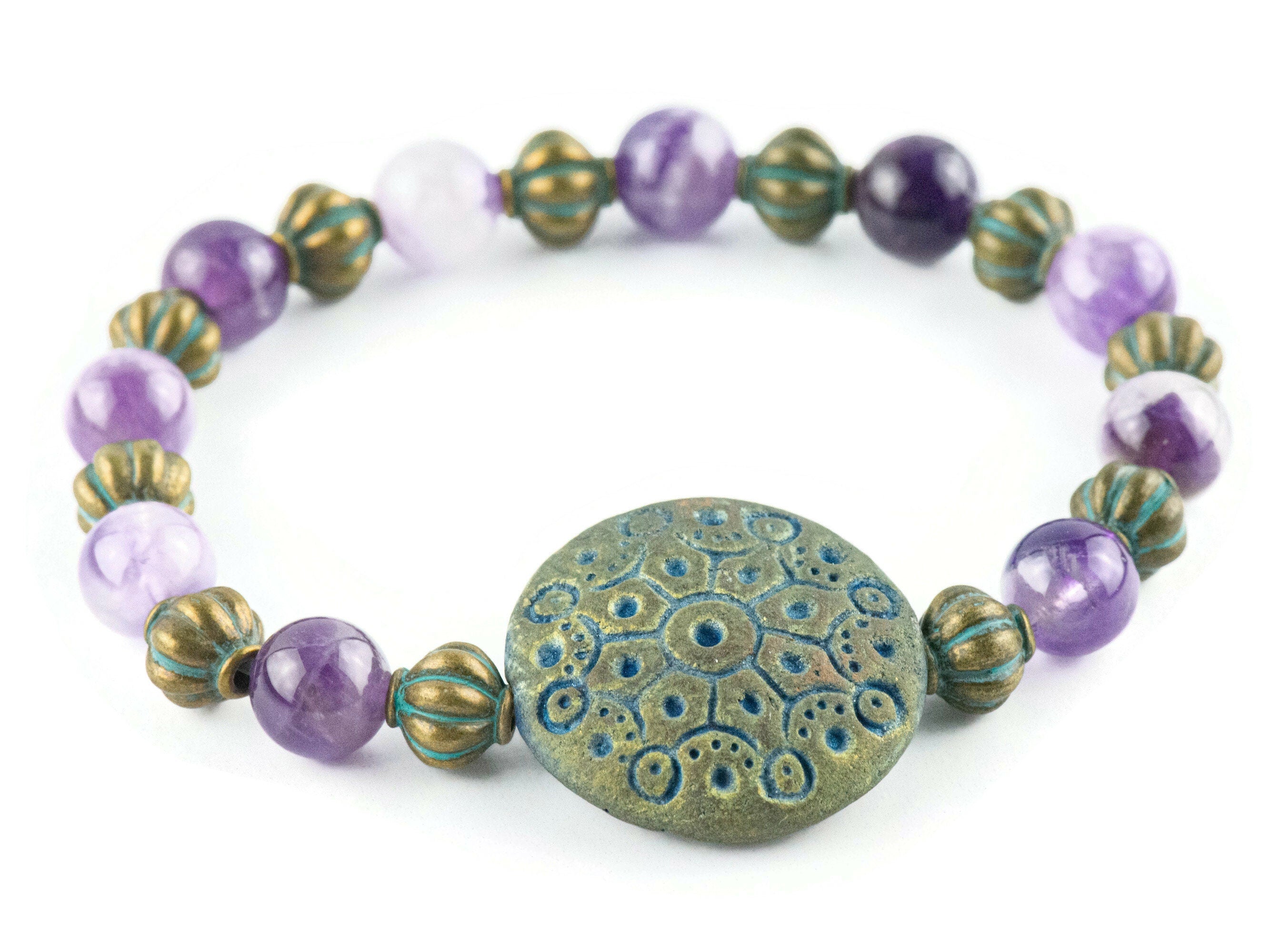 Purple Amethyst Stretch Bracelet / Genuine Gemstone / Earthy Jewelry / February Birthstone