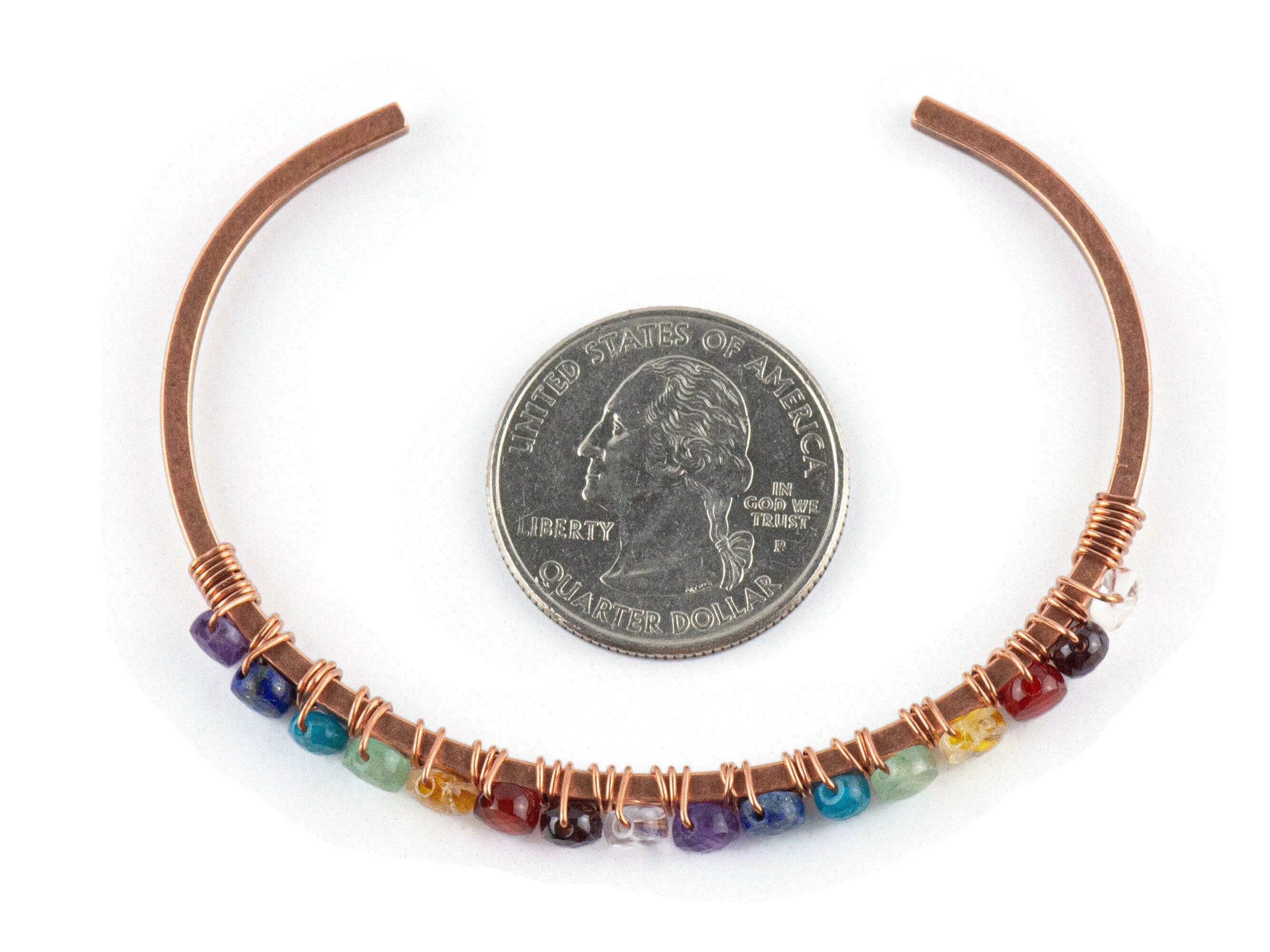 Wire Wrapped Gemstone Cuff Bracelet / Chakra Jewelry / Copper Bracelet