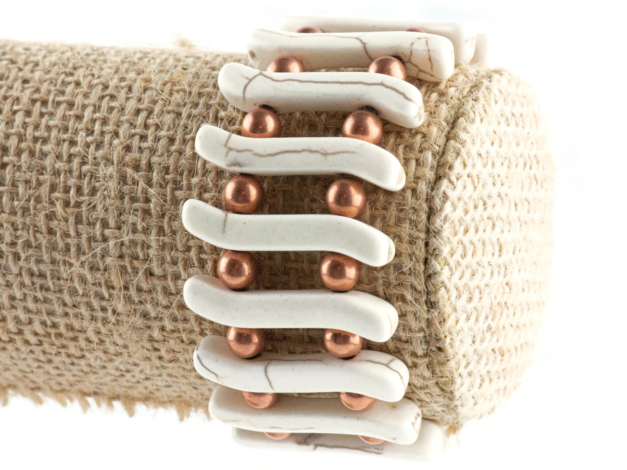 White Stone Stretch Bracelet / Stone Jewelry / Cuff Bracelet / Unique Jewelry