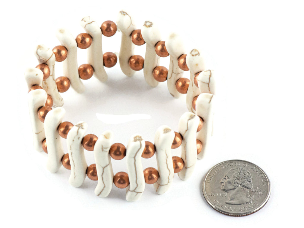 White Stone Stretch Bracelet / Stone Jewelry / Cuff Bracelet / Unique Jewelry