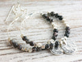 Black Imperial Jasper Silver Coin Hoop Earrings • Gemstone Jewelry • Boho Dangle Earrings • Jewelry Gift for Her