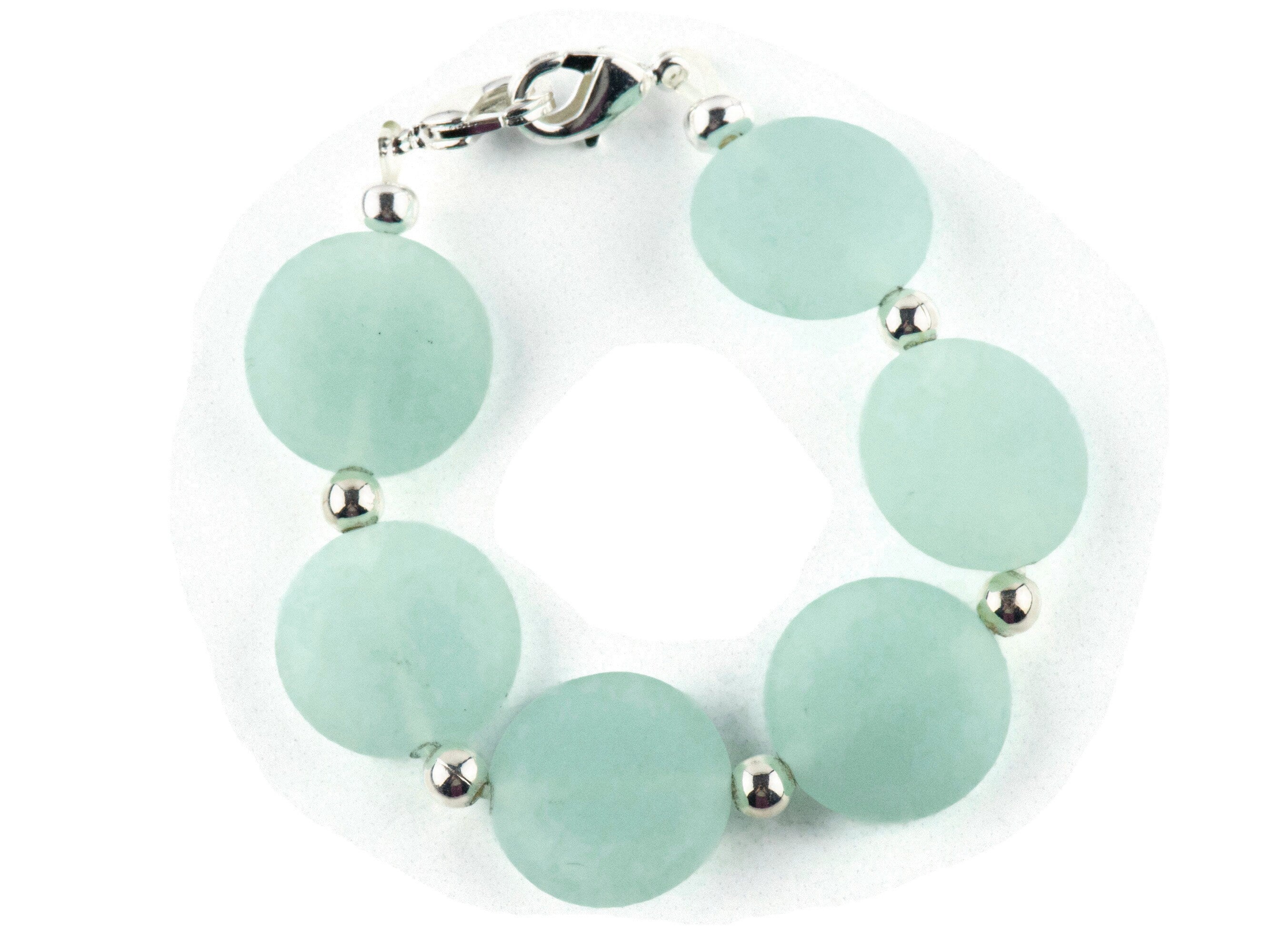 Frosted Light Blue Glass Interchangeable Stretch Beaded Watch Band • Medical ID Bracelet • Single Strand • Handmade Jewelry