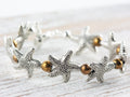 Metal Starfish Interchangeable Stretch Beaded Watch Band • Medical ID Bracelet • Single Strand • Handmade Jewelry