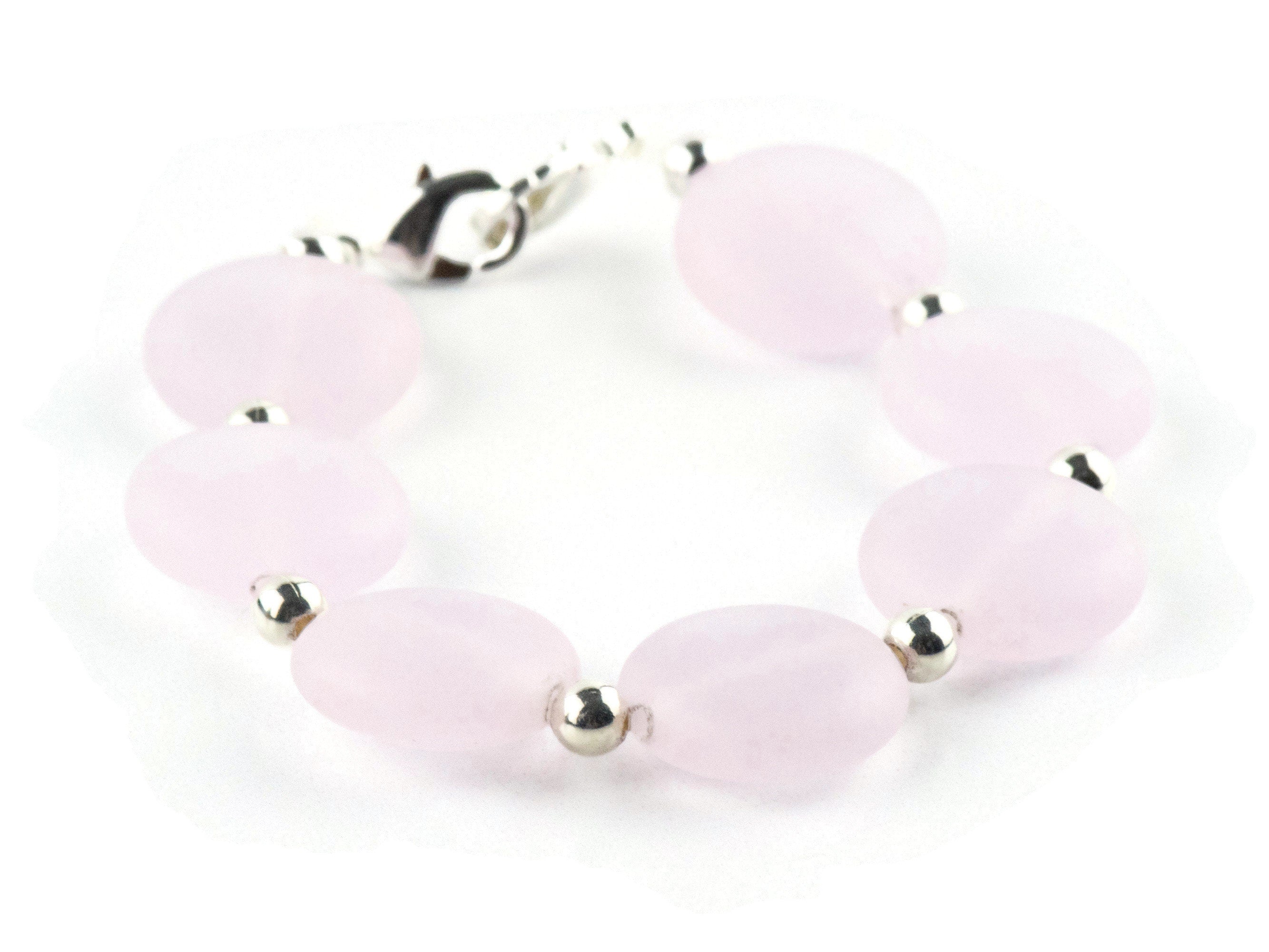 Frosted Pink Glass Interchangeable Stretch Beaded Watch Band • Medical ID Bracelet • Single Strand • Handmade Jewelry