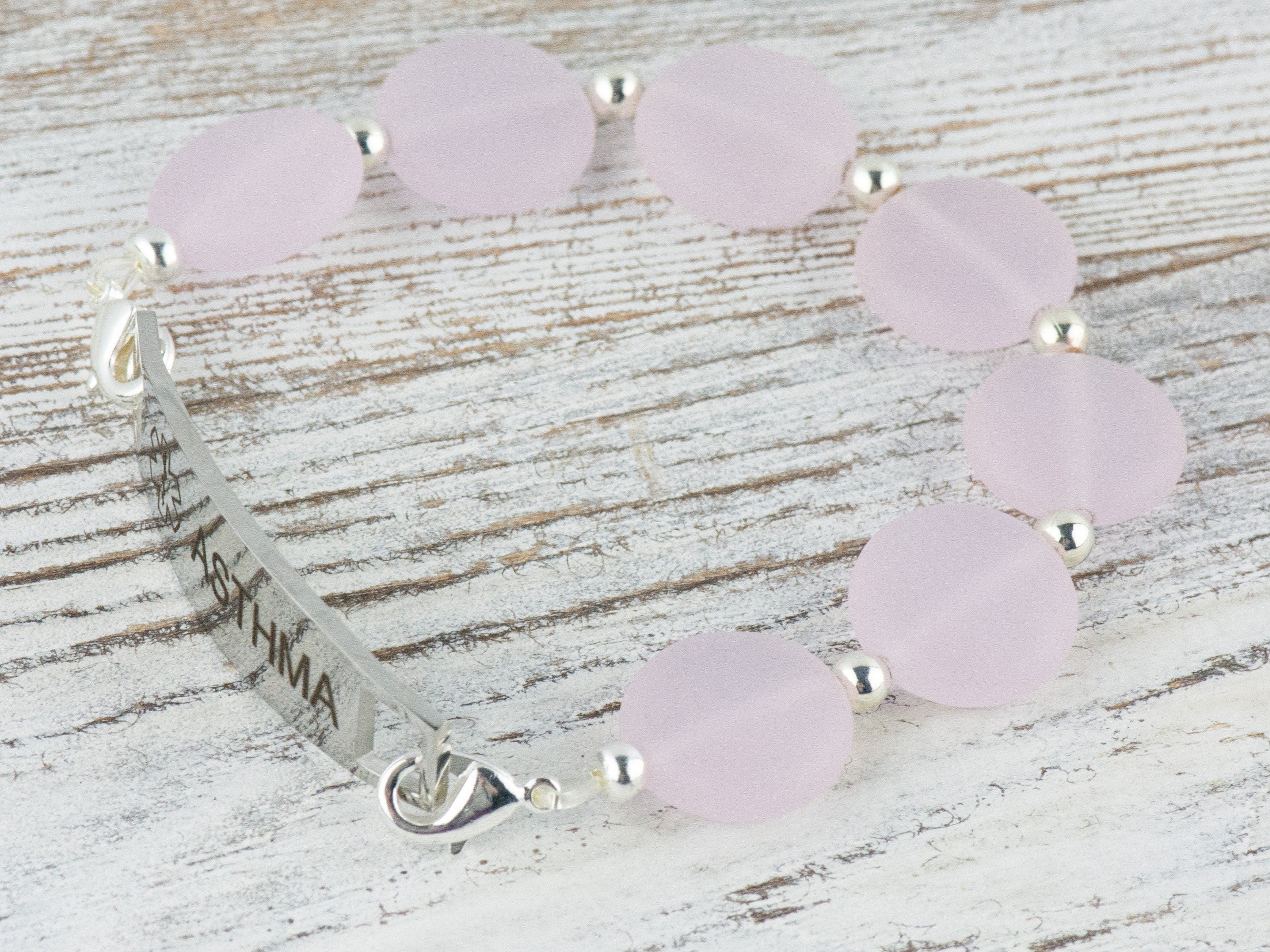 Frosted Pink Glass Interchangeable Stretch Beaded Watch Band • Medical ID Bracelet • Single Strand • Handmade Jewelry