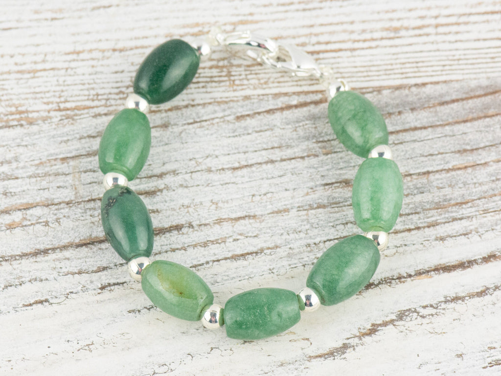 Green Aventurine Interchangeable Stretch Beaded Watch Band • Medical ID Bracelet • Single Strand • Handmade Jewelry