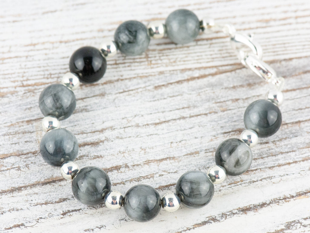Hawk Eye Jasper Interchangeable Stretch Beaded Watch Band • Medical ID Bracelet • Single Strand Gemstone Band • Handmade Jewelry