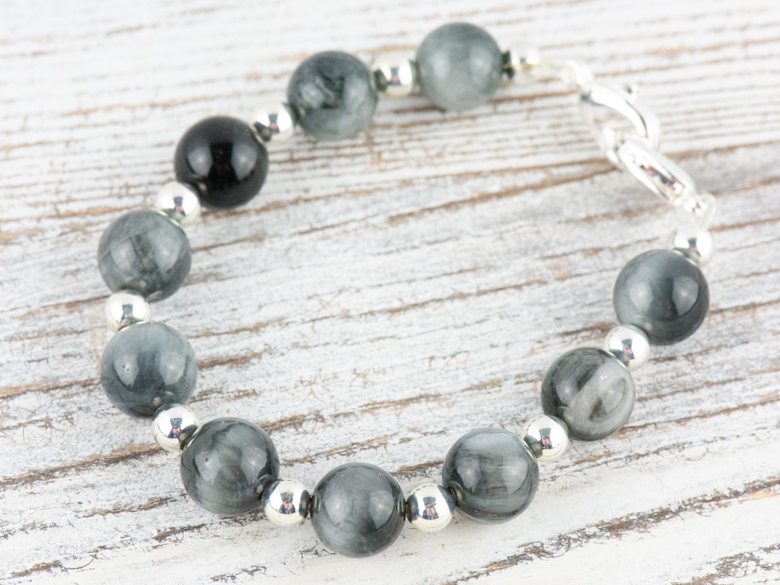 Hawk Eye Jasper Interchangeable Stretch Beaded Watch Band • Medical ID Bracelet • Single Strand Gemstone Band • Handmade Jewelry