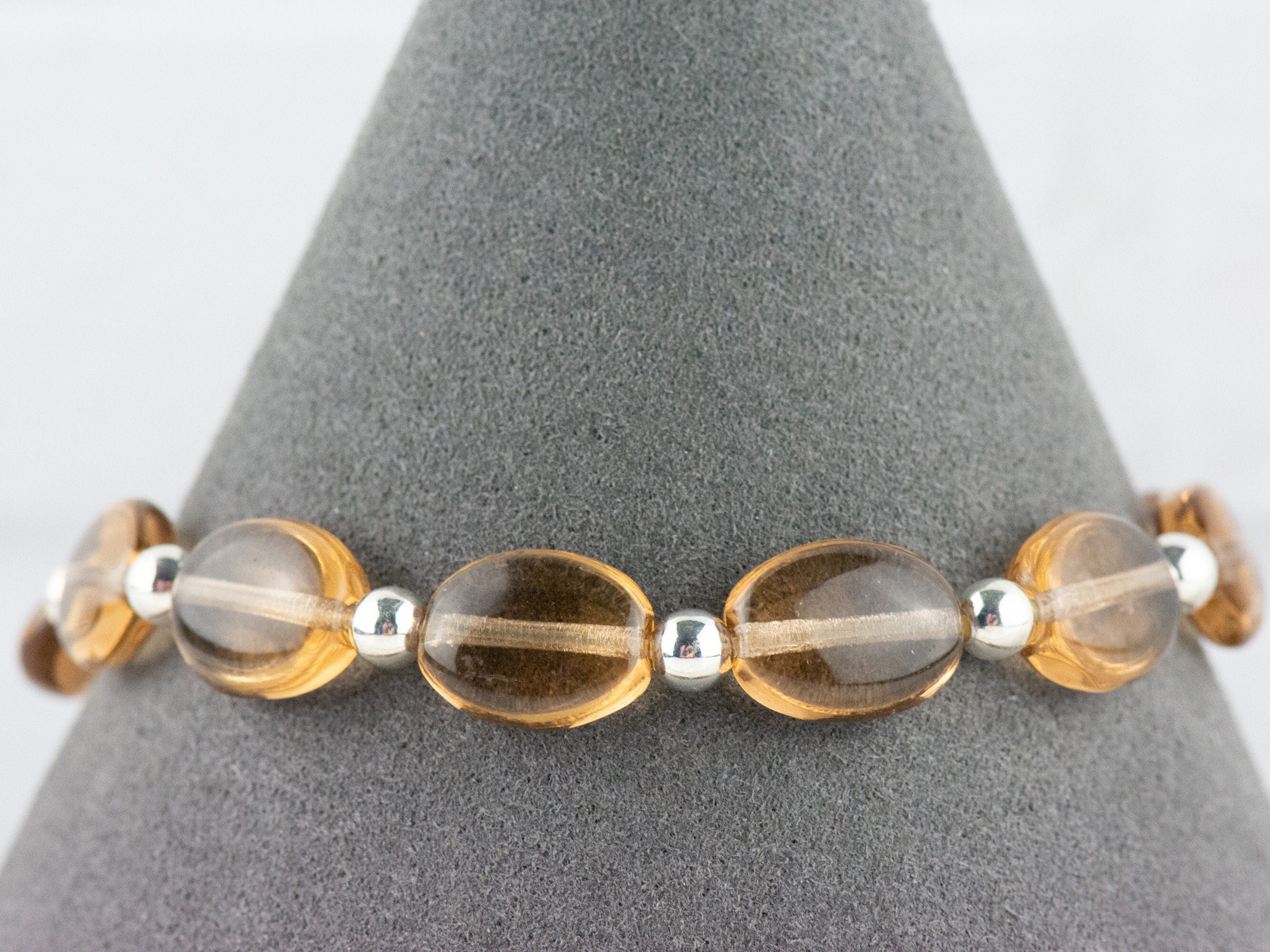 Topaz Glass Interchangeable Stretch Beaded Watch Band • Medical ID Bracelet • Single Strand • Handmade Jewelry