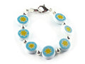 Blue & Yellow Star Glass Coin Interchangeable Stretch Beaded Watch Band • Medical ID Bracelet • Single Strand • Handmade Jewelry