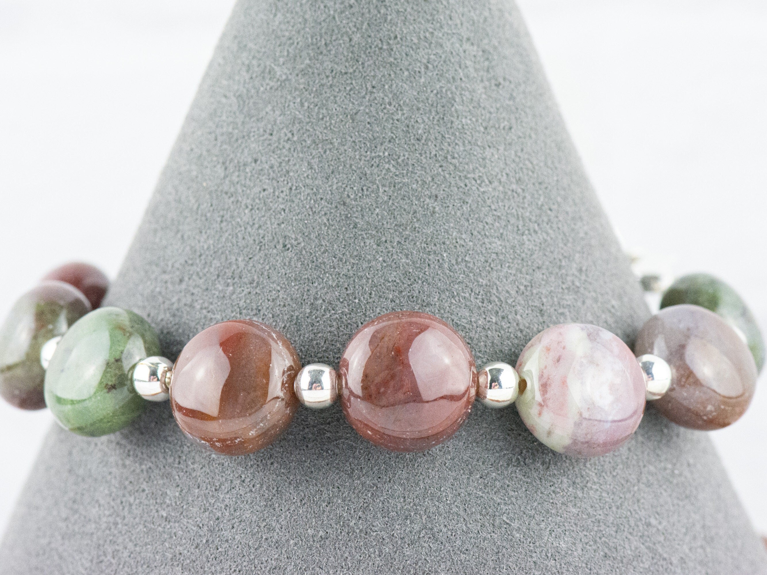 Fancy Jasper Puffs Interchangeable Stretch Beaded Watch Band • Medical ID Bracelet • Single Strand • Handmade Gemstone Jewelry