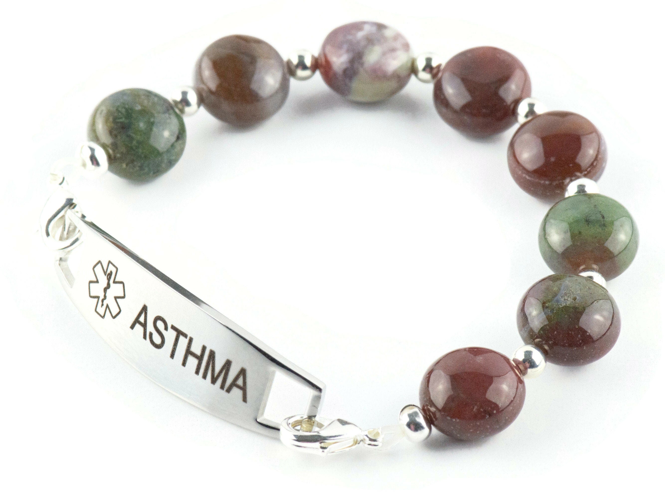 Fancy Jasper Puffs Interchangeable Stretch Beaded Watch Band • Medical ID Bracelet • Single Strand • Handmade Gemstone Jewelry