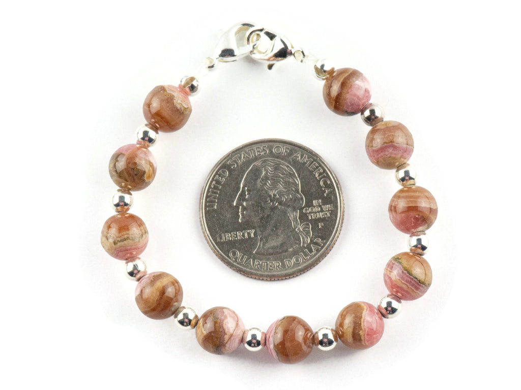 Rhodochrosite Interchangeable Stretch Beaded Watch Band • Medical ID Bracelet • Single Strand Gemstone Band • Handmade Jewelry