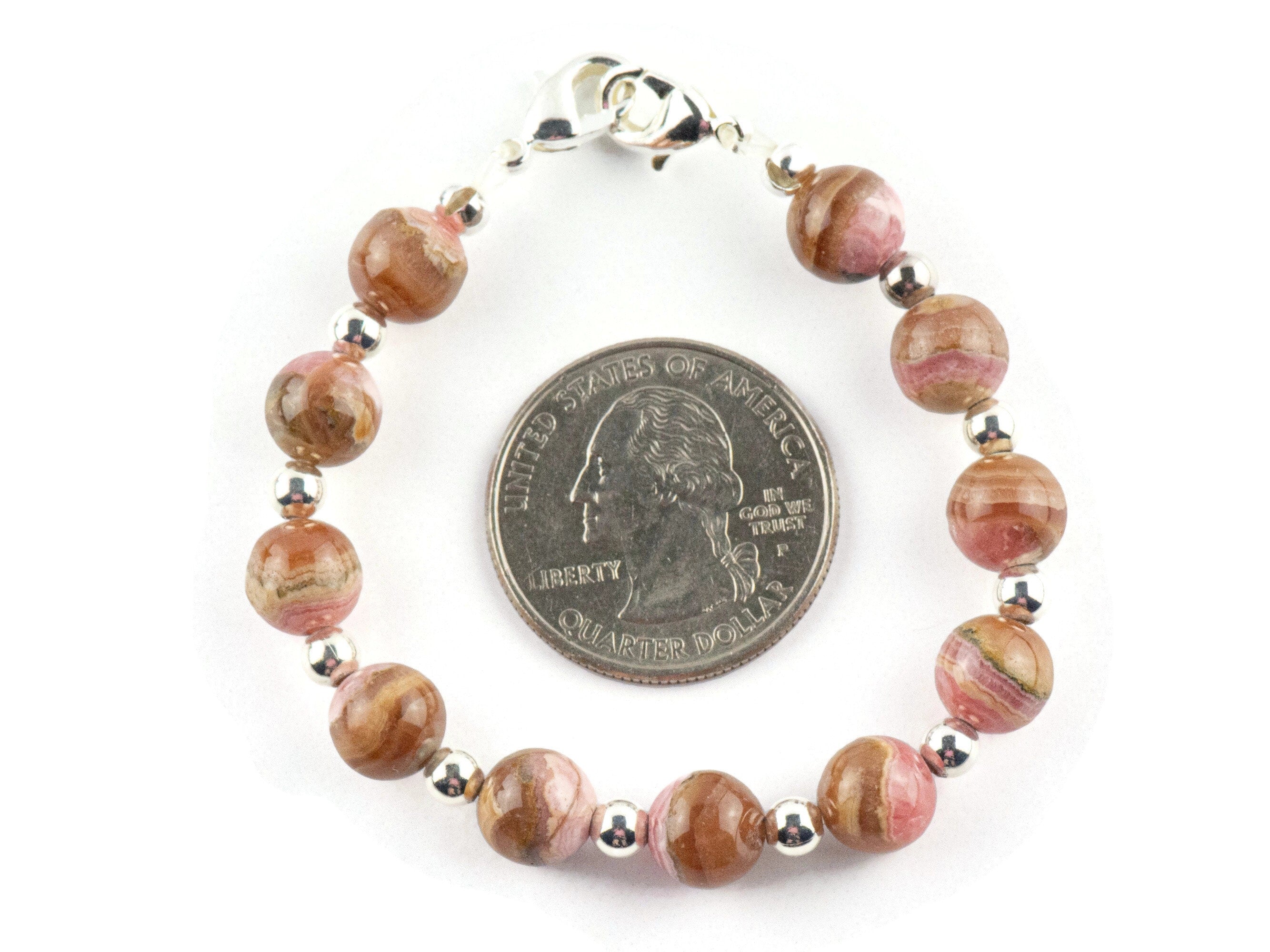 Rhodochrosite Interchangeable Stretch Beaded Watch Band • Medical ID Bracelet • Single Strand Gemstone Band • Handmade Jewelry