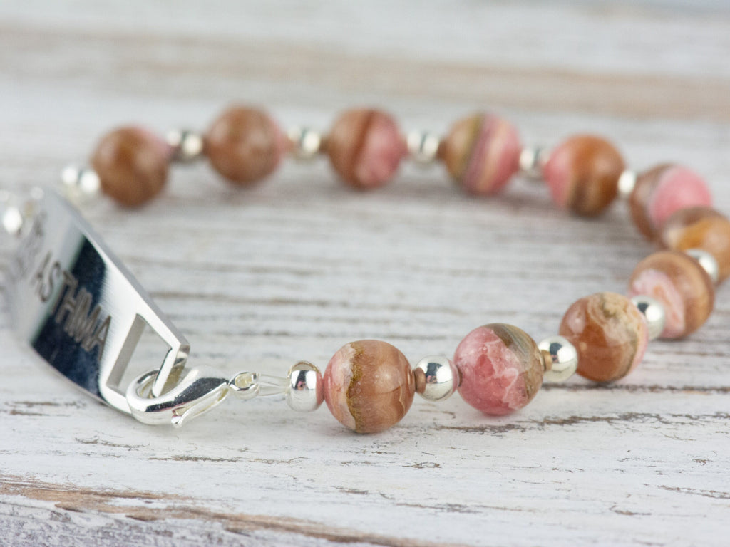 Rhodochrosite Interchangeable Stretch Beaded Watch Band • Medical ID Bracelet • Single Strand Gemstone Band • Handmade Jewelry