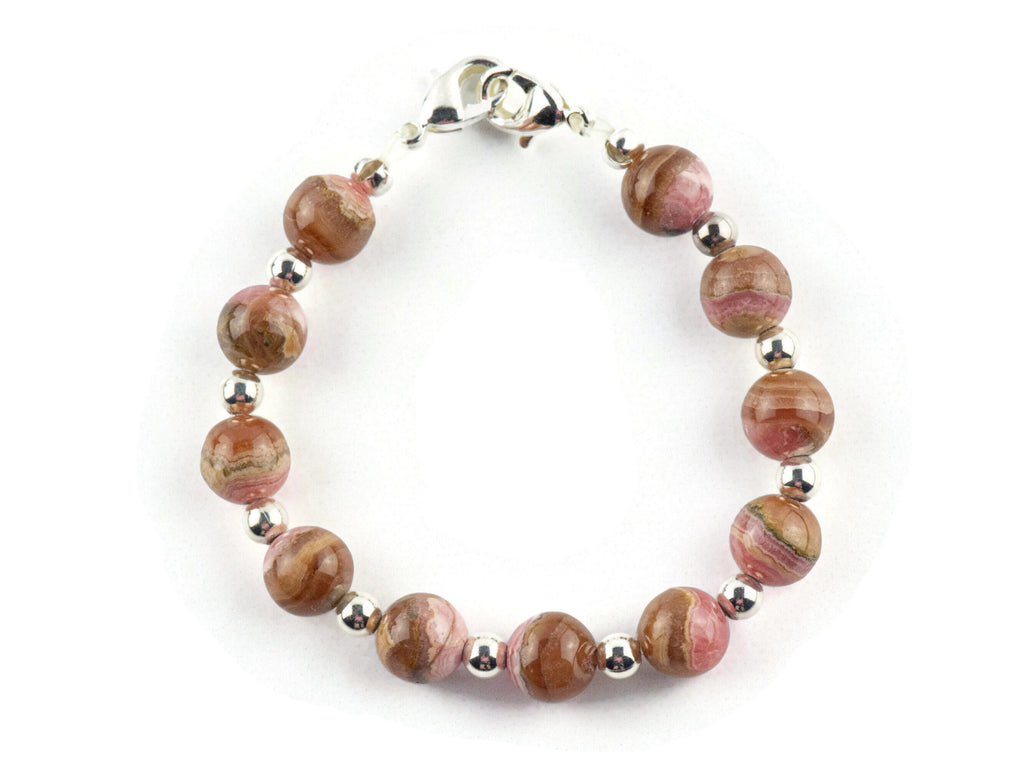Rhodochrosite Interchangeable Stretch Beaded Watch Band • Medical ID Bracelet • Single Strand Gemstone Band • Handmade Jewelry