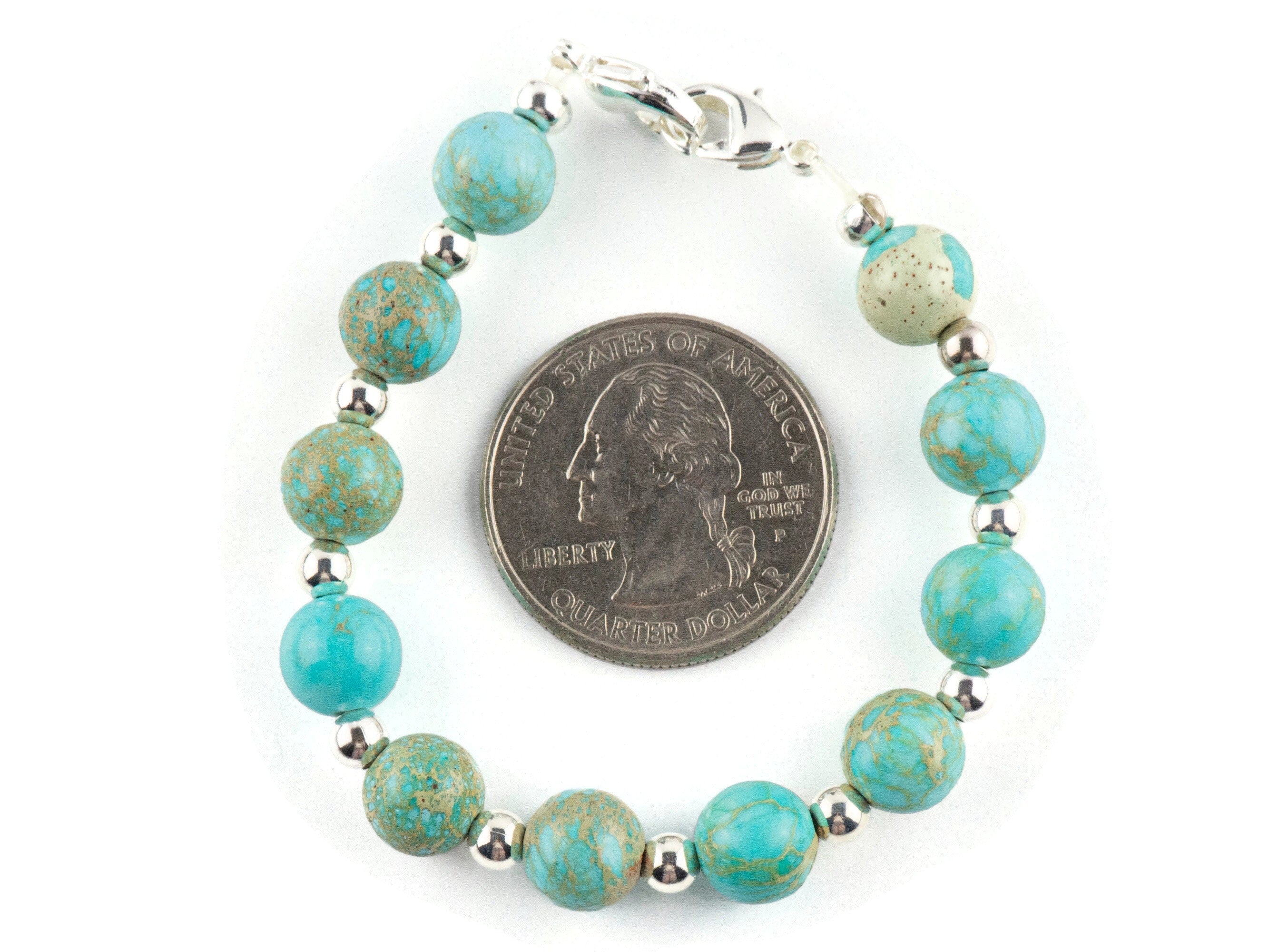 Blue Imperial Jasper Interchangeable Stretch Beaded Watch Band • Medical ID Bracelet • Single Strand • Handmade Jewelry
