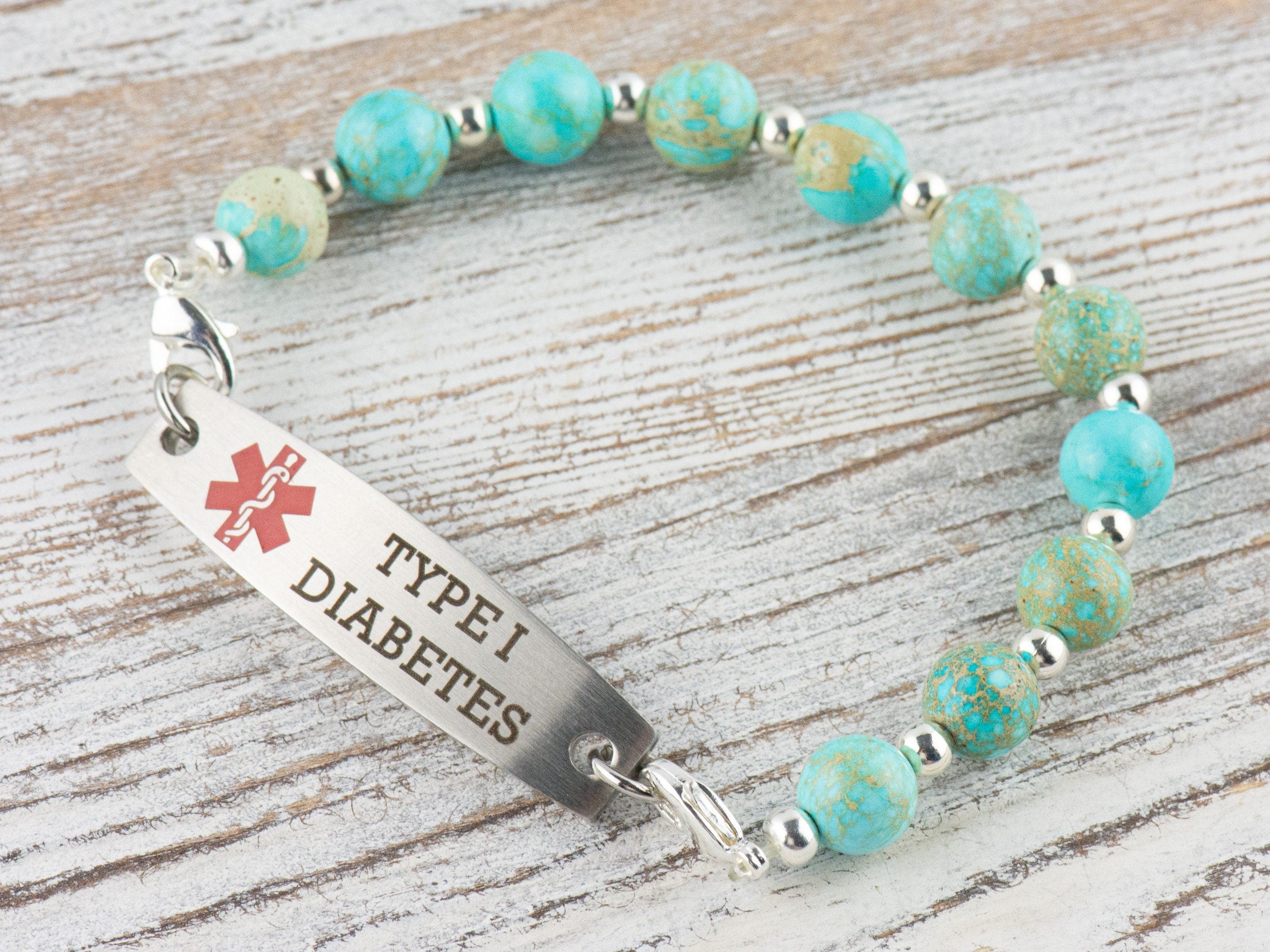 Blue Imperial Jasper Interchangeable Stretch Beaded Watch Band • Medical ID Bracelet • Single Strand • Handmade Jewelry