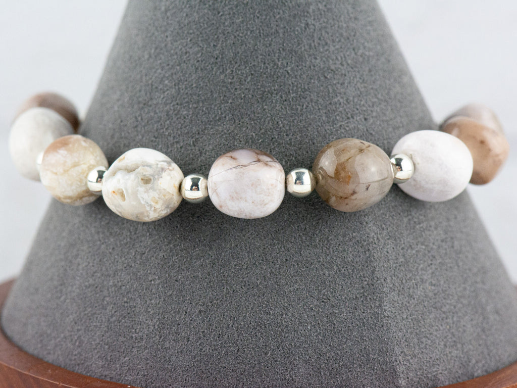 Agate Nugget Interchangeable Stretch Beaded Watch Band • Medical ID Bracelet • Single Strand • Handmade Gemstone Jewelry