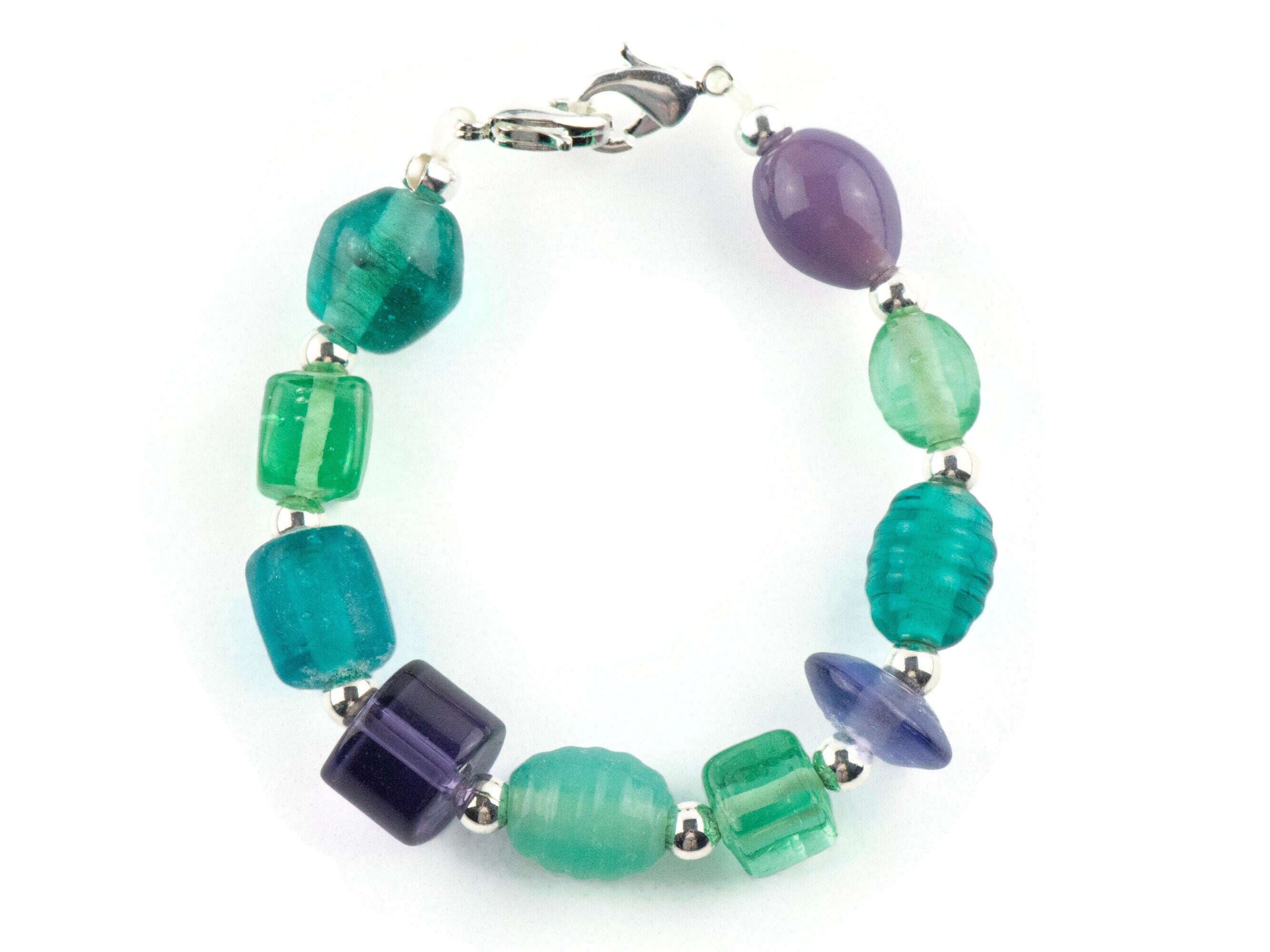 Blue and Purple Mix Interchangeable Stretch Beaded Watch Band • Medical ID Bracelet • Single Strand • Handmade Jewelry